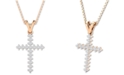 Macy's Diamond Cross 18" Pendant Necklace (1/10 ct. t.w.) in Gold-Plated Sterling Silver, Rose Gold-Plated Sterling Silver or Sterling Silver